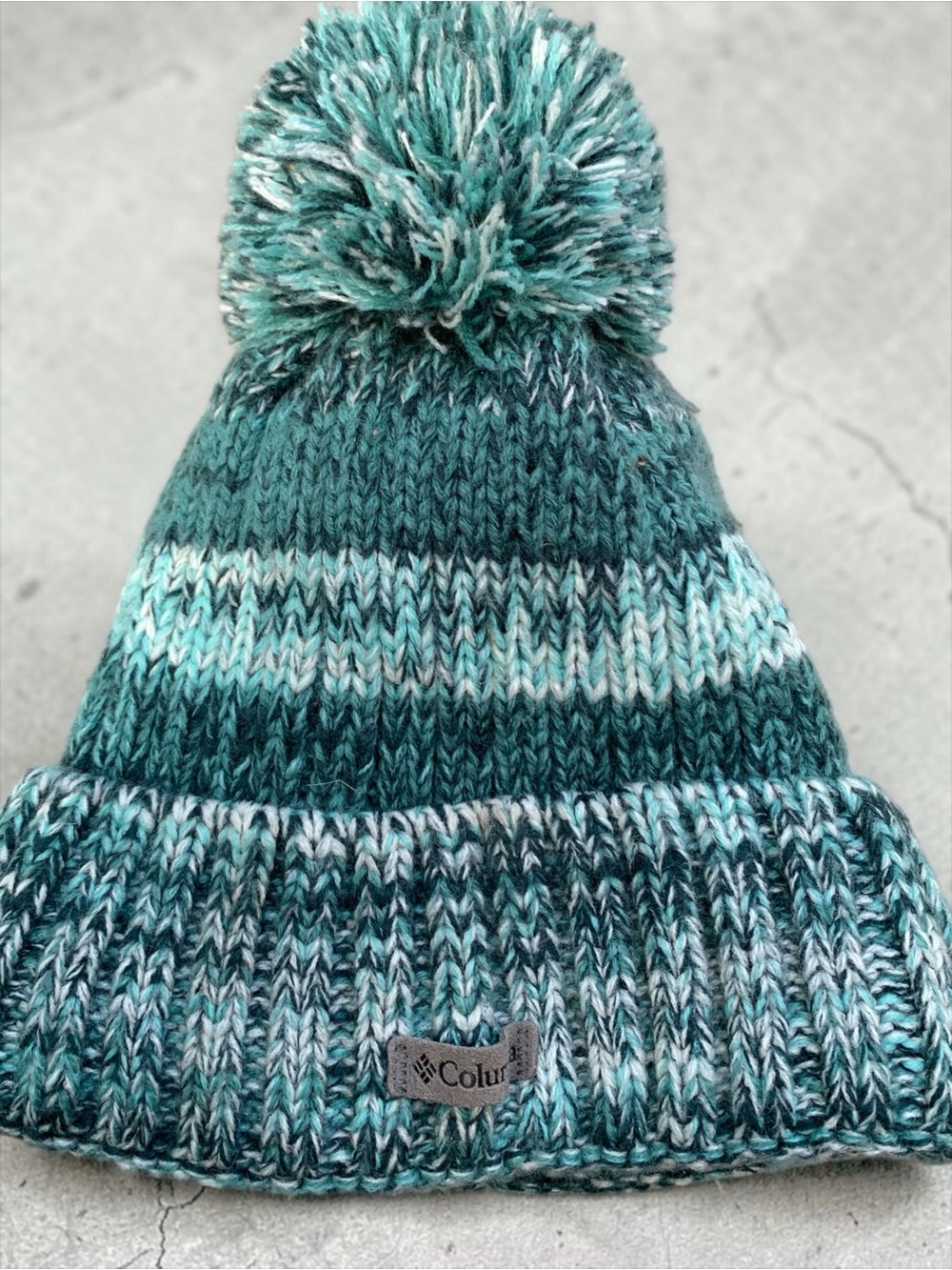 Columbia Womens Teal Fleece Lined Pom Beanie Hat